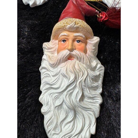 Vintage Handcrafted Santa Claus Ornament Set Of 5 With Red Hats & White Beards - Picture 4 of 12